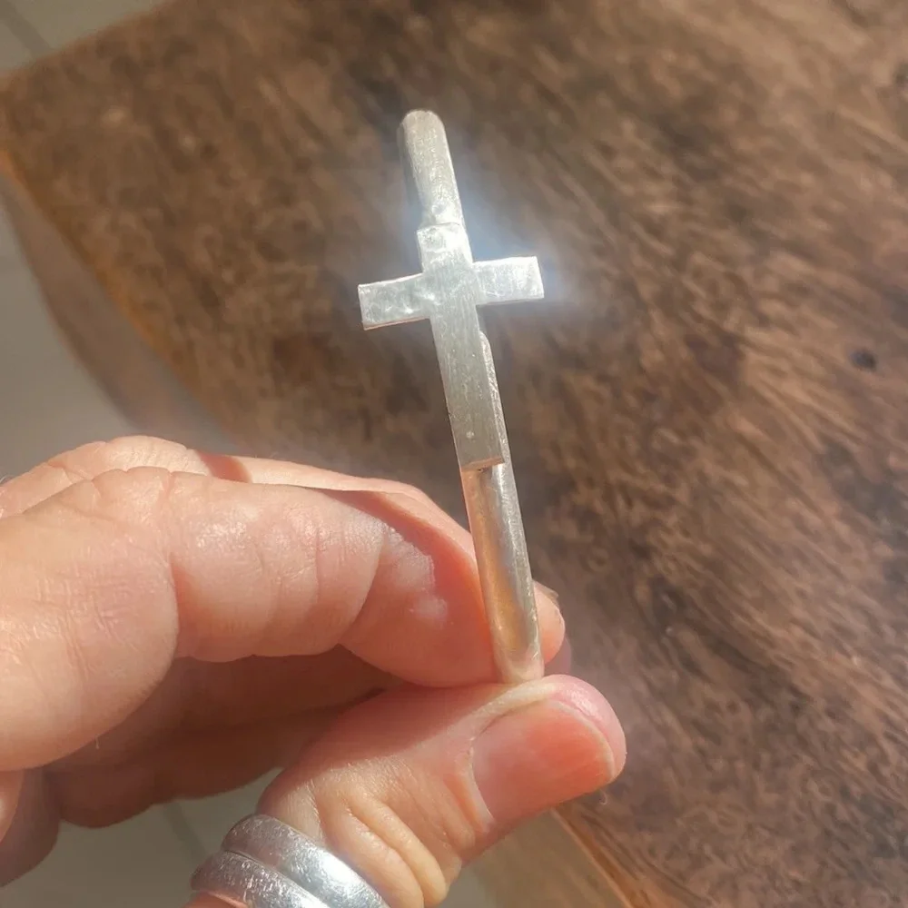 Sterling silver cross cuff bracelet